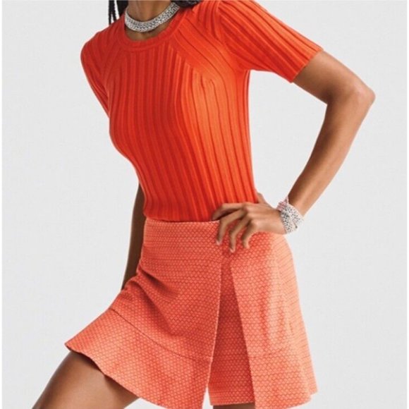 CAbi Tops - Cabi 6241 Perky Pullover Wide Ribbed Short Sleeve Top XS Tiger Lily Orange